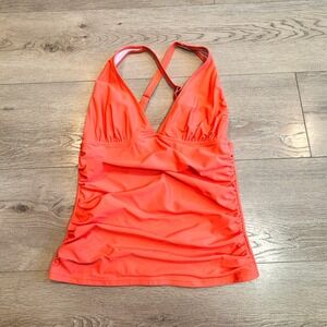 Beachsissi Coral Ruched Halter Tankini‎ Top Swim Bathing Suit Size Medium M
